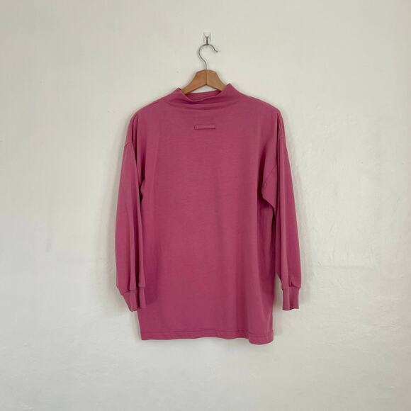 Vintage Pink High Neck Embroidered Pocket Long Sleeve Shirt - Picture 2 of 6